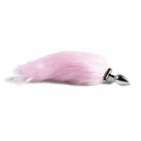 Anal Plug w/Tail, Pink Color Light, 11 Inches, includes addl screw-on end piece 